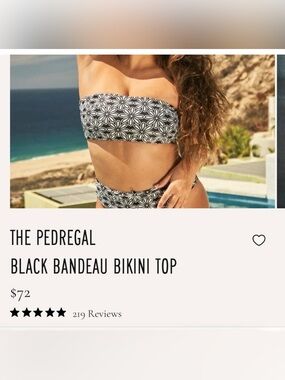 Watercolors Kenny Flowers THE PEDREGAL Black Bandeau Bikini TOP